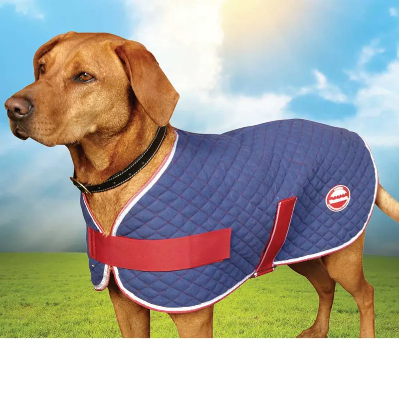 Weatherbeeta Soft Cotton Quilt Comfort Dog Coat Navy/Red/White