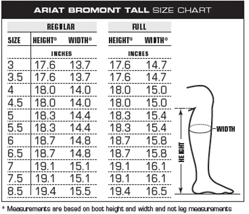 Ariat Crowne Pro Size Chart