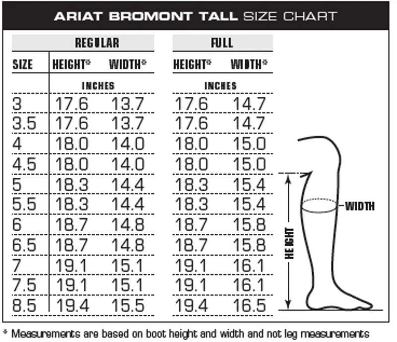 Ariat Volant Boot Size Chart