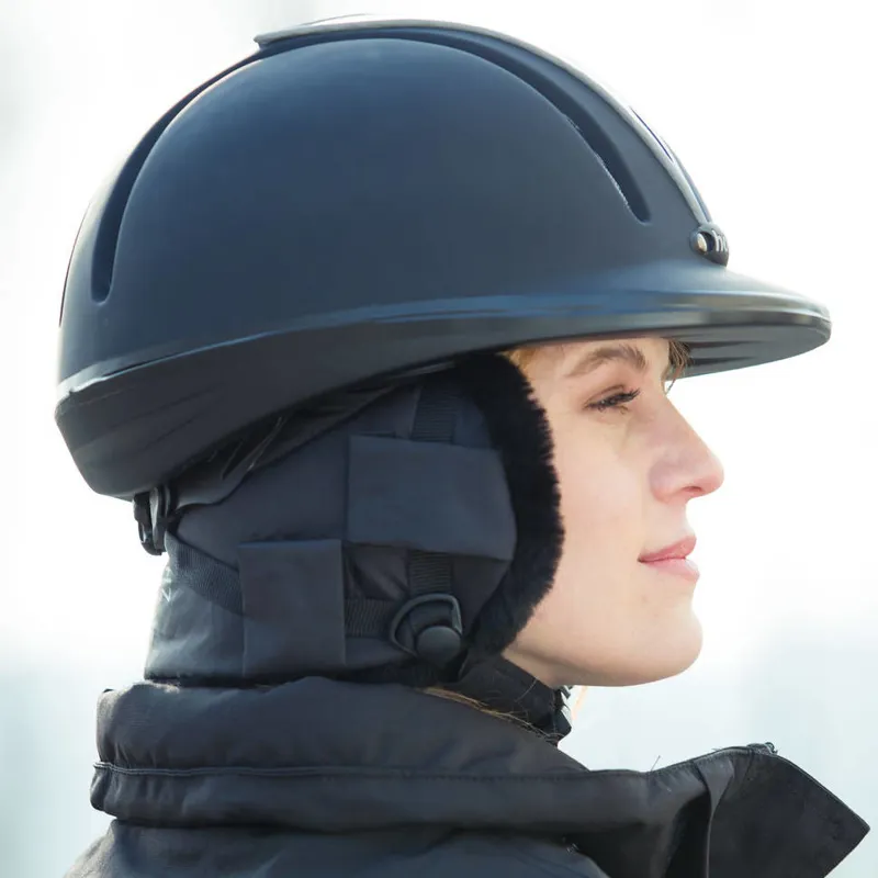 Horze Supreme Sheepskin Unisex Ear Muffs Black Redpost Equestrian