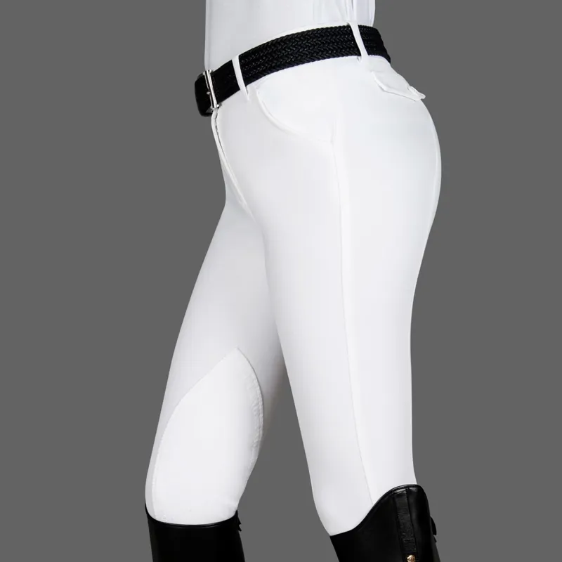 Equiline Boston Knee Patch Ladies Breeches White/Italian Redpost