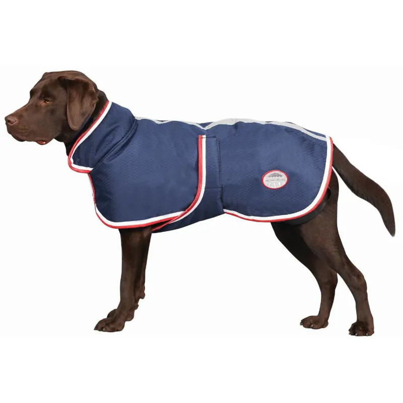 Weatherbeeta Parka 1200D Dog Coat with Belly Wrap Navy/Red/White Redpost Equestrian