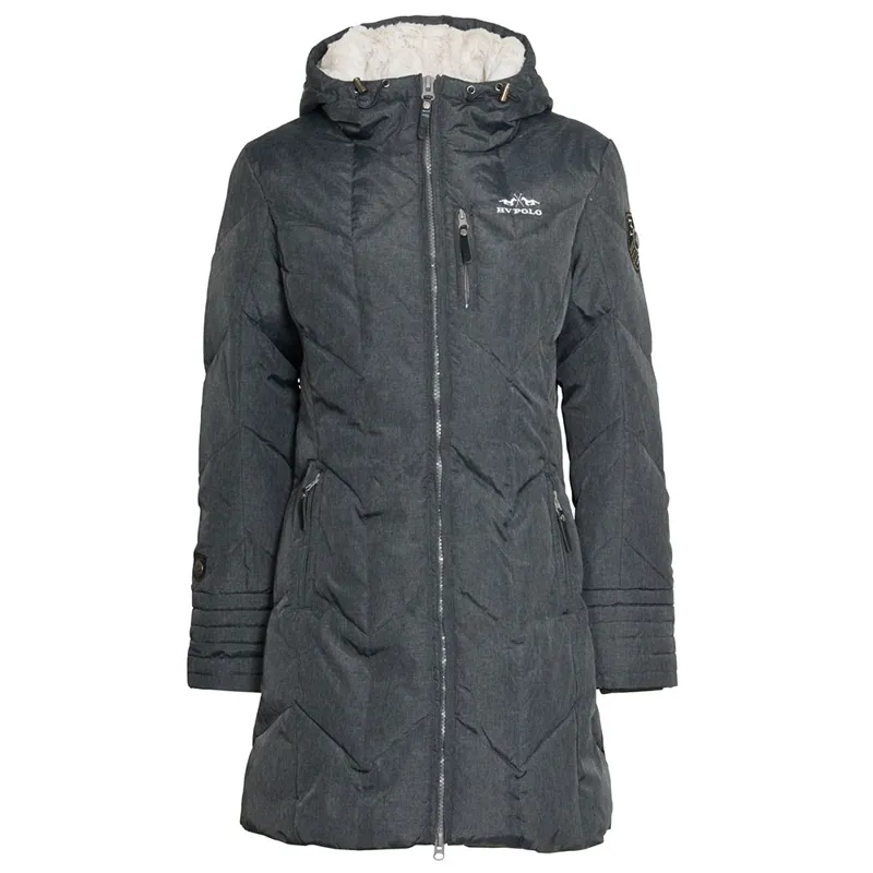 Hv Polo Grazia Ladies Long Padded Jacket Charcoal