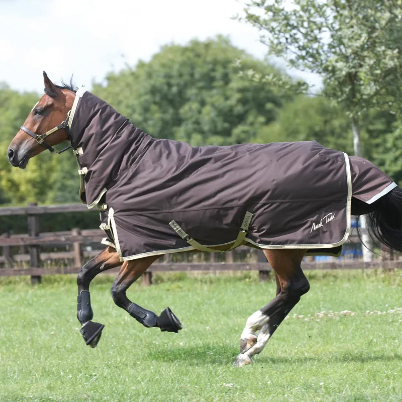 Mark Todd Medium Weight Combo Turnout Rug 250g - Chocolate/Carame