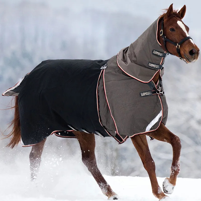 Rambo Optimo Turnout Rug (with 400g liner) - Black/Pewter/Orange - 5ft9in - Redpost Equestrian