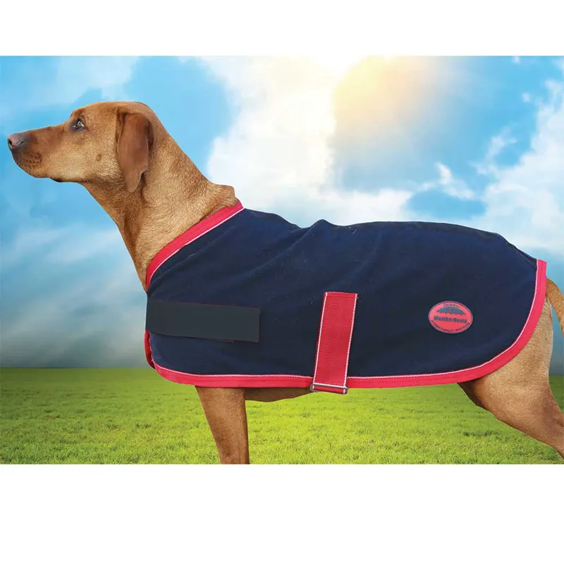 Weatherbeeta Lightweight Cosy Fleece Dog Coat Navy/Red/White