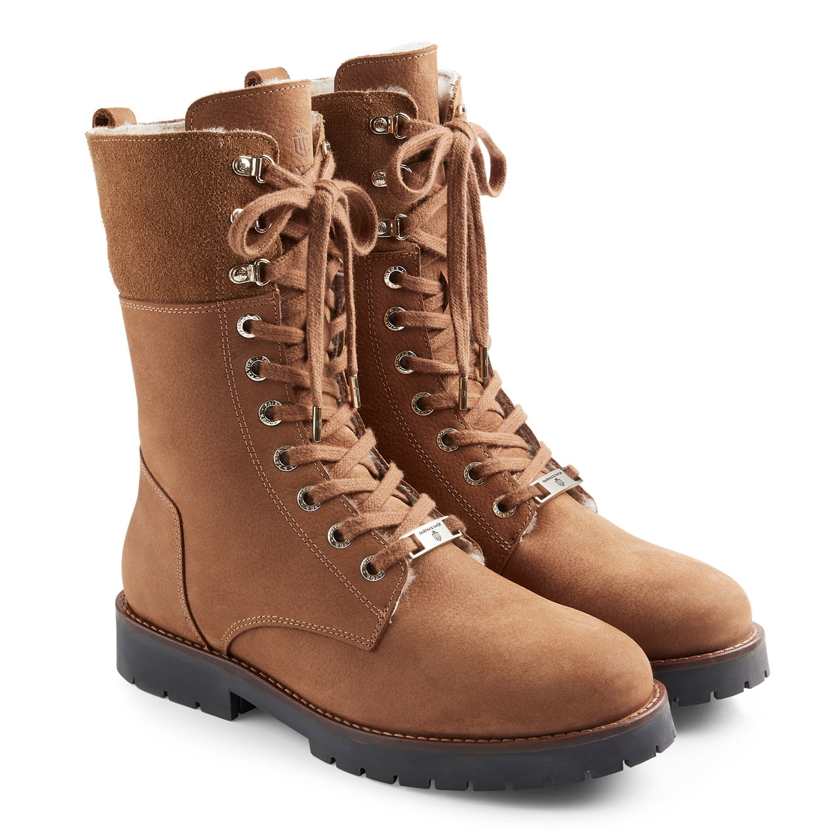 Fairfax and Favor Anglesey Ladies Combat Boots - Cognac Nubuck
