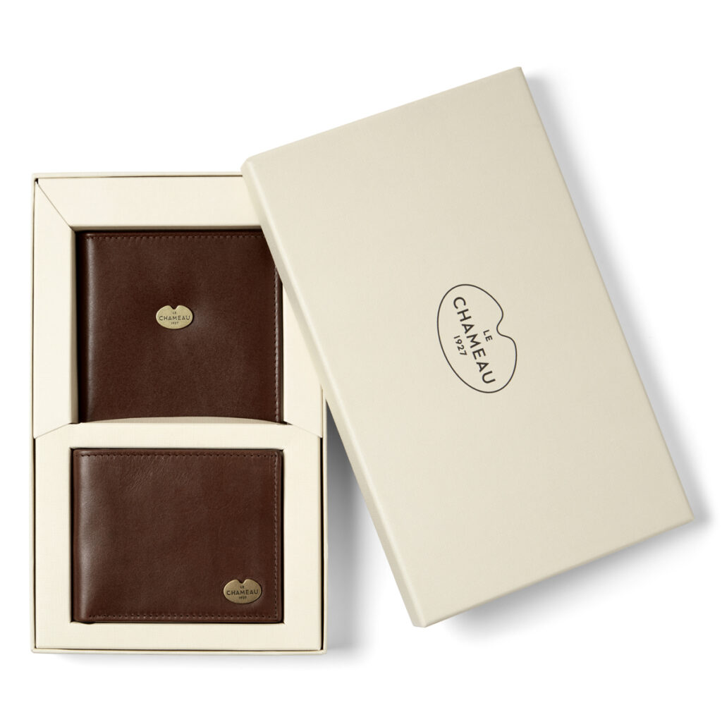 Le Chameau Bifold and License Wallet Gift Set - Marron Fonce