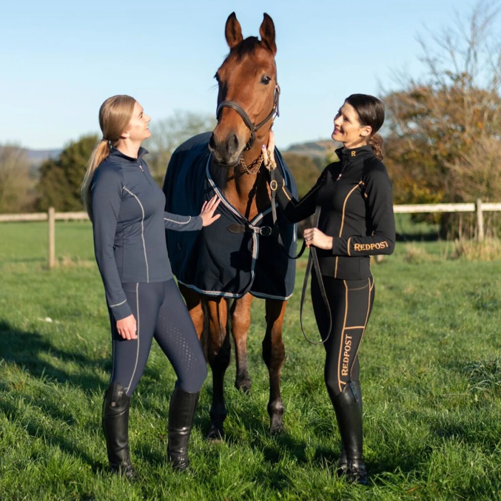 The Redpost Equestrian Adapt Range, featuring base layers and riding tights in Midnight Blue and Black Shadow.