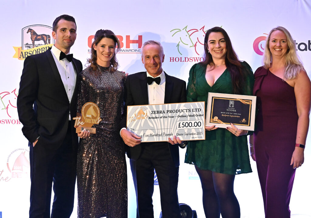 Redpost Equestrian receiving their Online Retailer of the Year Award, 2025.