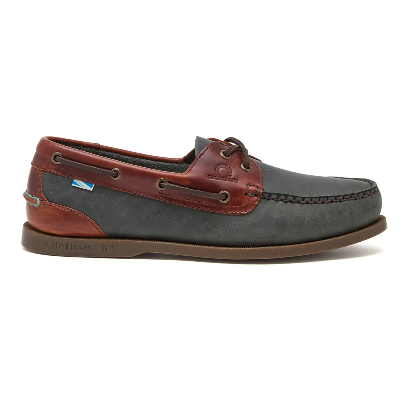 Chatham Bermuda II G2 Mens Leather Boat Shoes - Navy/Seahorse-1