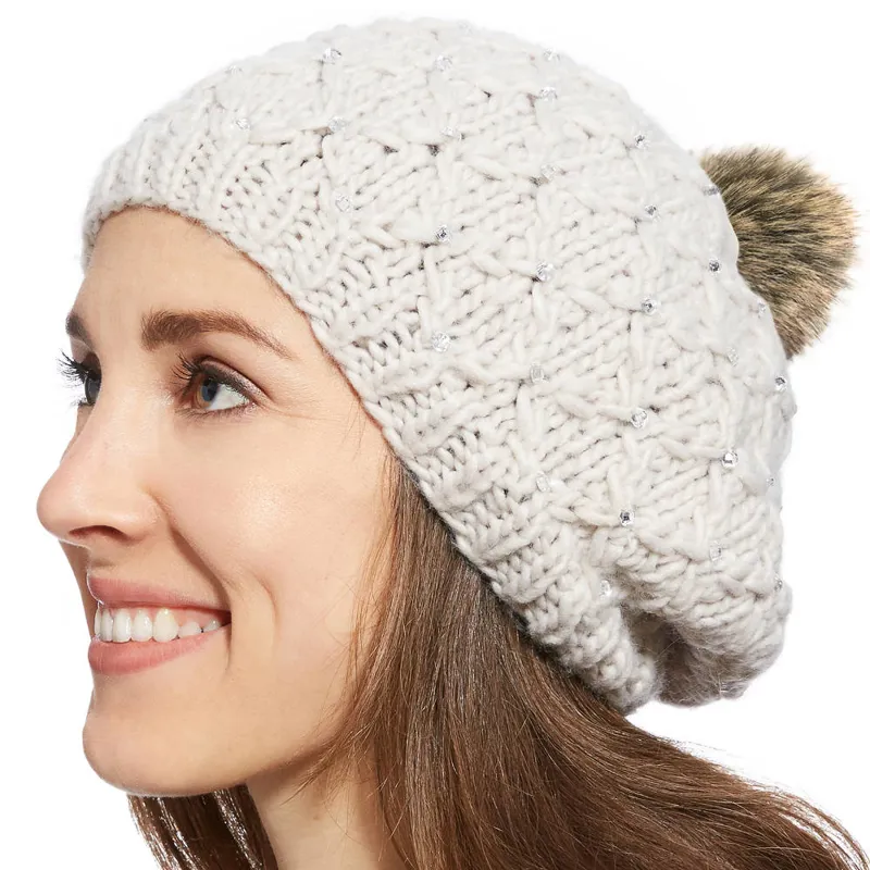 Ariat Sparkle Bobble Hat - Oatmeal