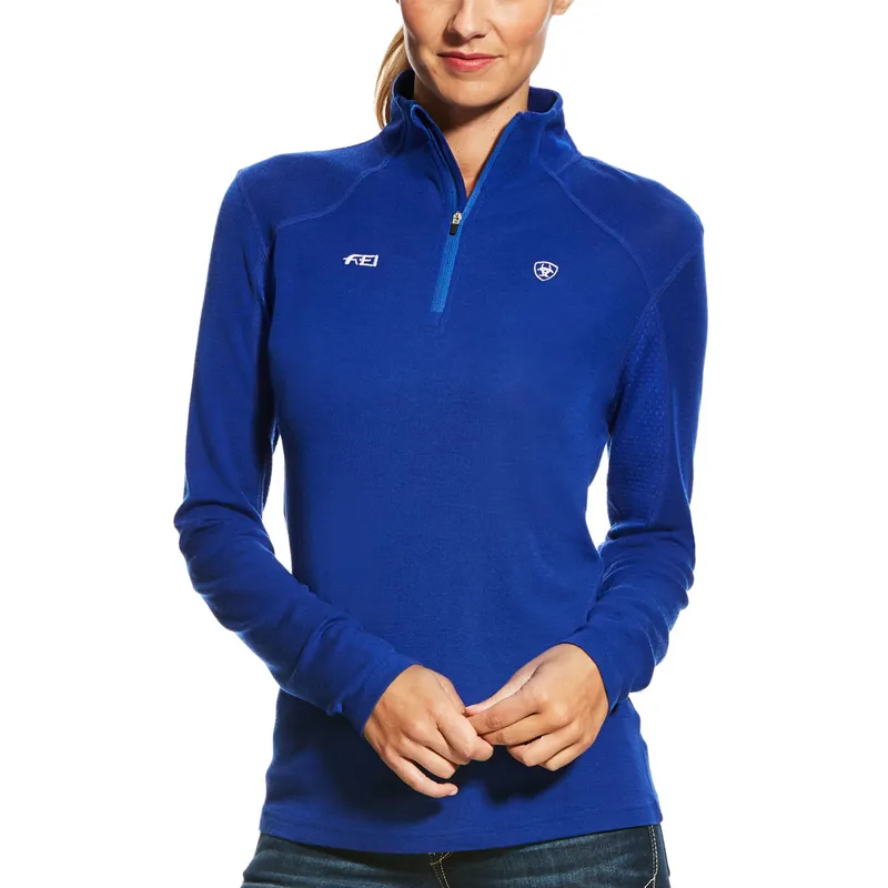 Ariat FEI Cadence Wool 1/4 Zip Ladies Top - FEI Mazarine Blue