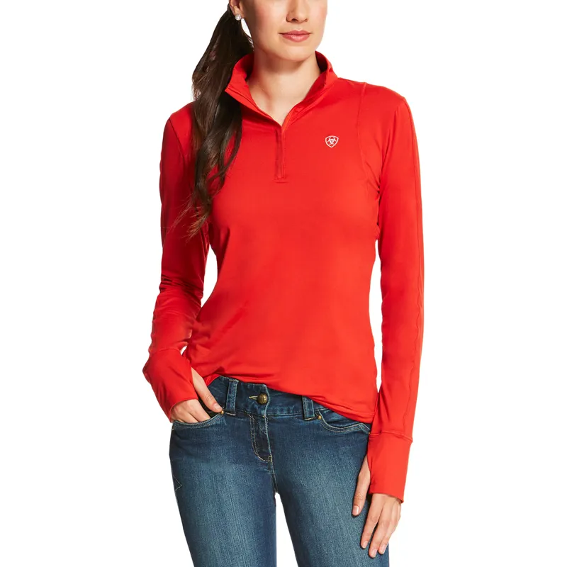Ariat Lowell 1/4 Zip Ladies Top - Molten Lava Red