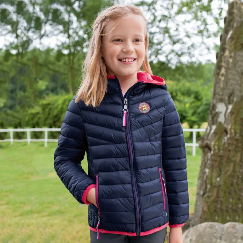 Pikeur Cuddy Quilted Girls Jacket - Navy/Rasberry-1