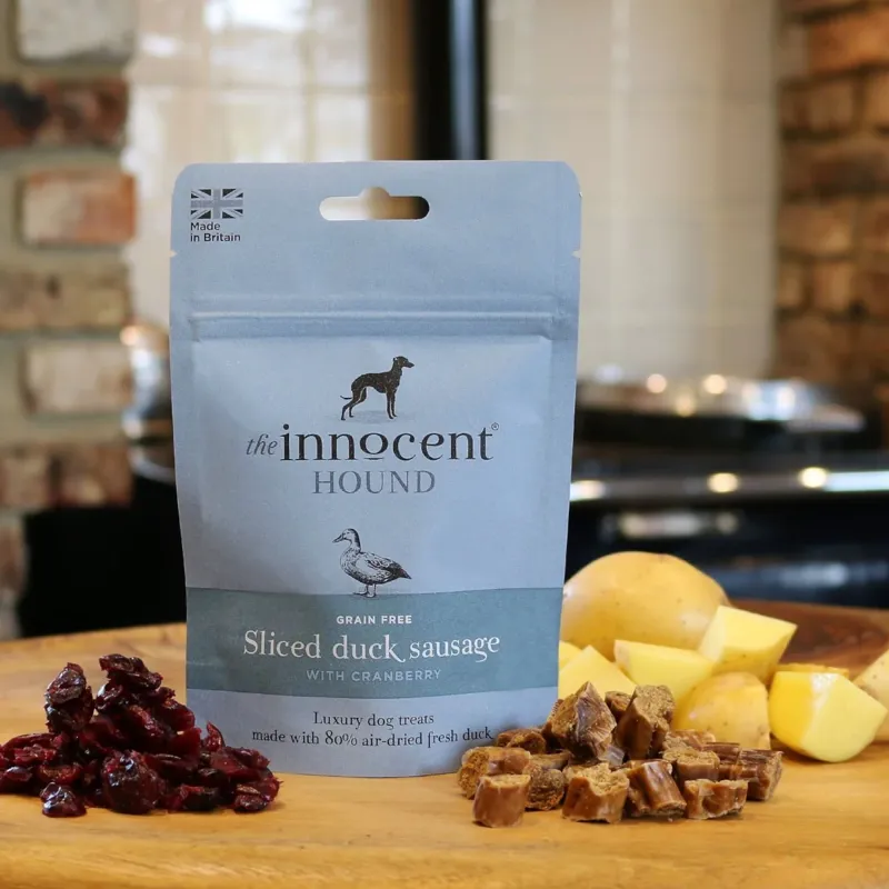 The Innocent Hound Sliced Dog Treats - Duck Sausage/Cranberry