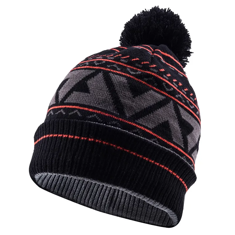 Sealskinz Waterproof Bobble Hat Black/Grey/Red