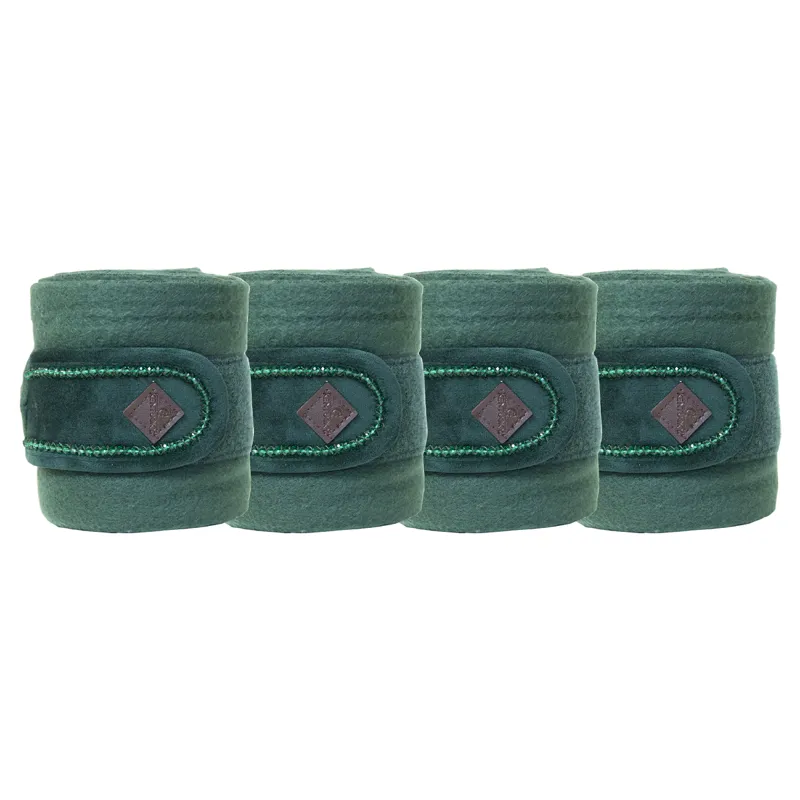 Kentucky Velvet Pearls Polar Fleece Bandages - Pine Green-1