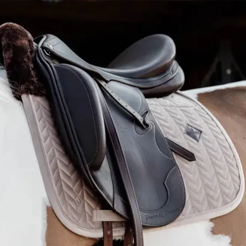 Kentucky Skin Friendly Velvet Dressage Saddlecloth - Beige-2