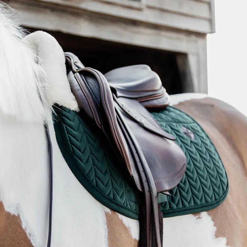 Kentucky Skin Friendly Velvet Jumping Saddlecloth - Pine Green-4