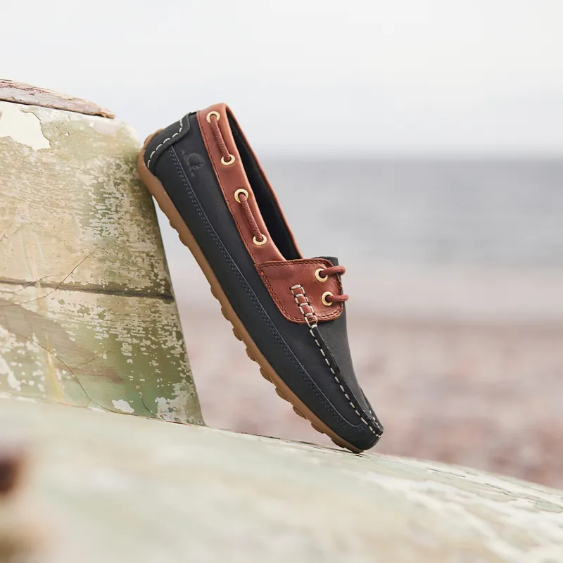 Chatham Cromer Ladies Driving Lace Moccasins - Dark Navy/Burgundy-3