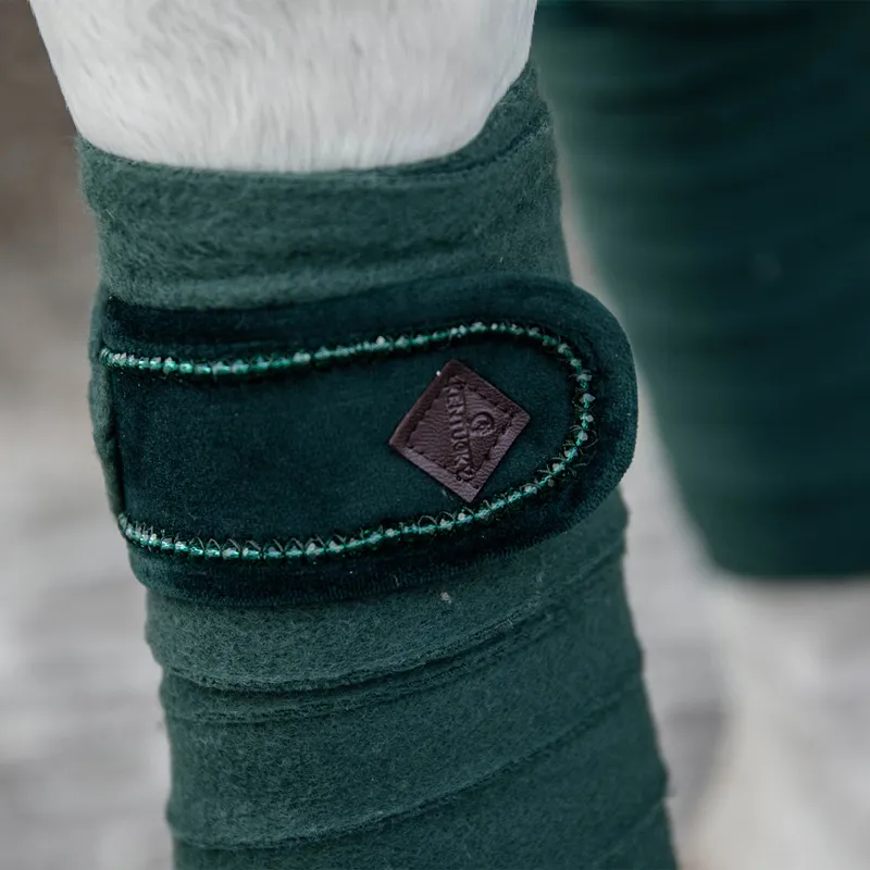 Kentucky Velvet Pearls Polar Fleece Bandages - Pine Green-6