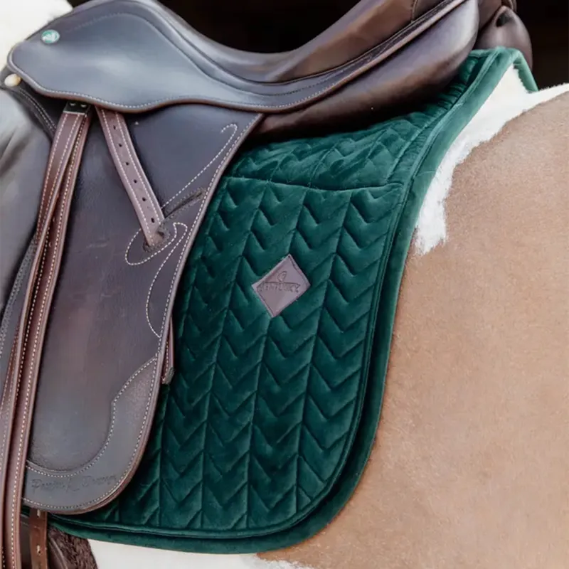 Kentucky Skin Friendly Velvet Dressage Saddlecloth - Pine Green-1