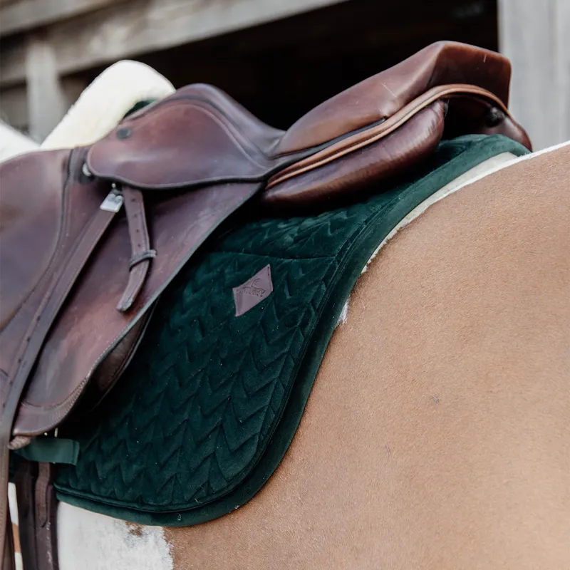 Kentucky Skin Friendly Velvet Jumping Saddlecloth - Pine Green-6