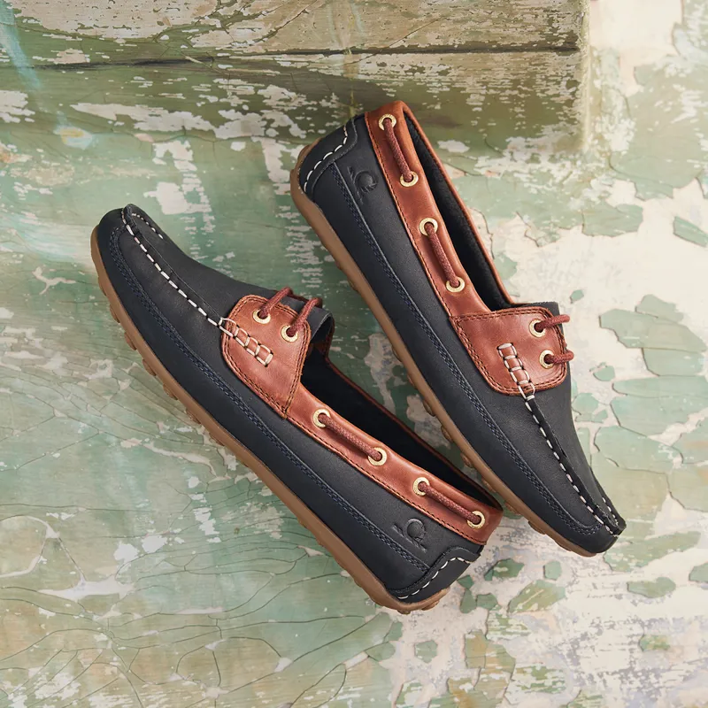 Chatham Cromer Ladies Driving Lace Moccasins - Dark Navy/Burgundy-2
