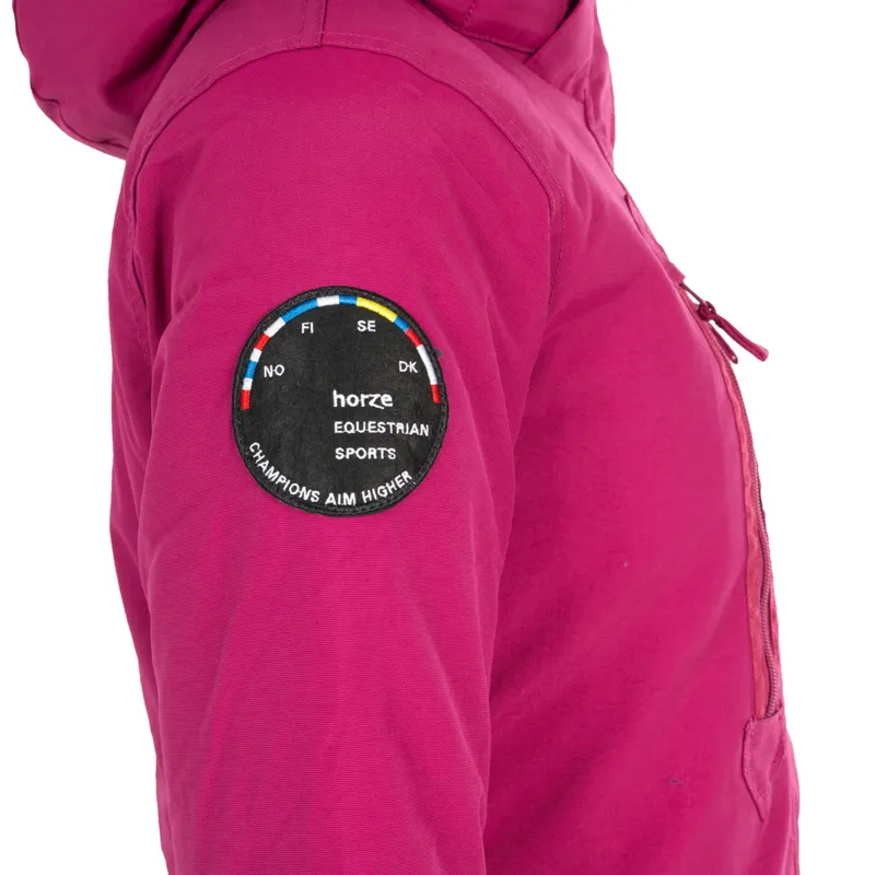 Download Horze Brooke Ladies Long Waterproof Parka Jacket - Cerise