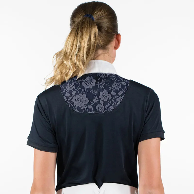 Horze Lace-Detail Womens Technical Competition Shirt - Dark Navy-3