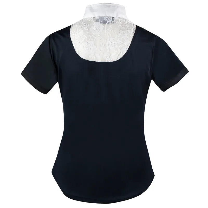 Horze Lace-Detail Womens Technical Competition Shirt - Dark Navy-1