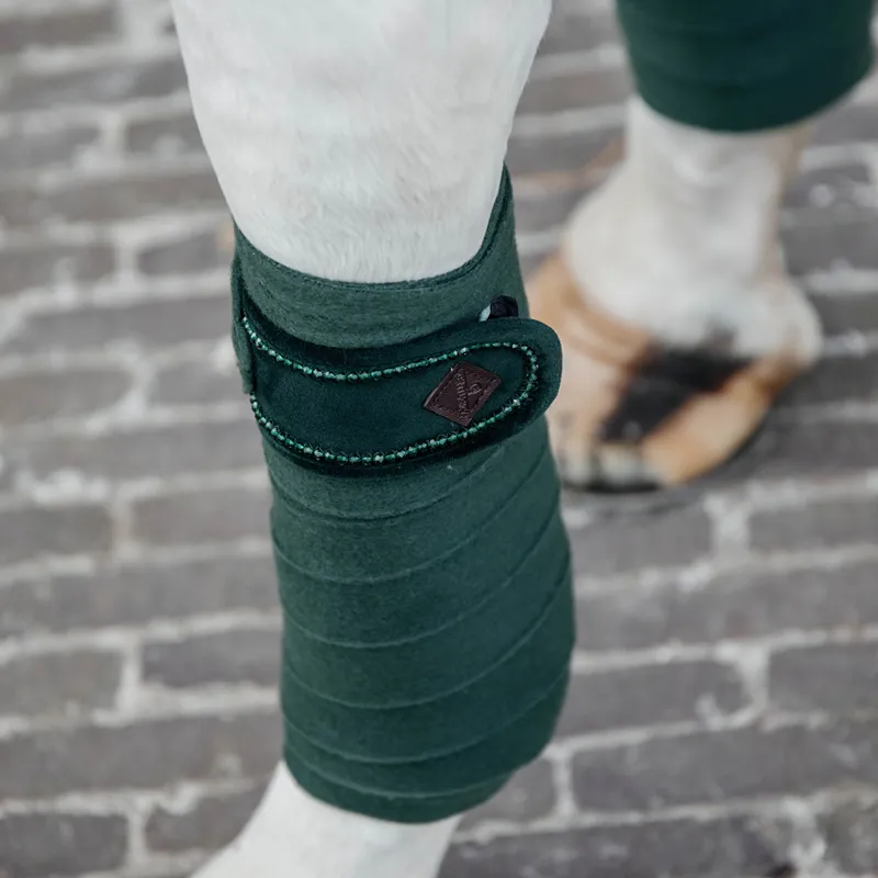 Kentucky Velvet Pearls Polar Fleece Bandages - Pine Green-5