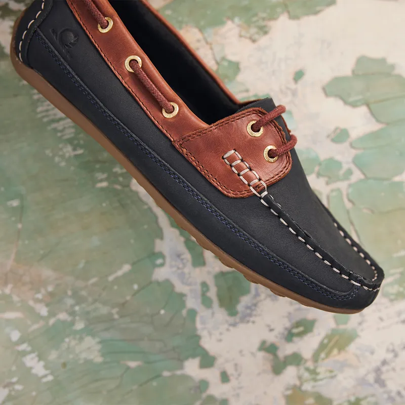 Chatham Cromer Ladies Driving Lace Moccasins - Dark Navy/Burgundy-8