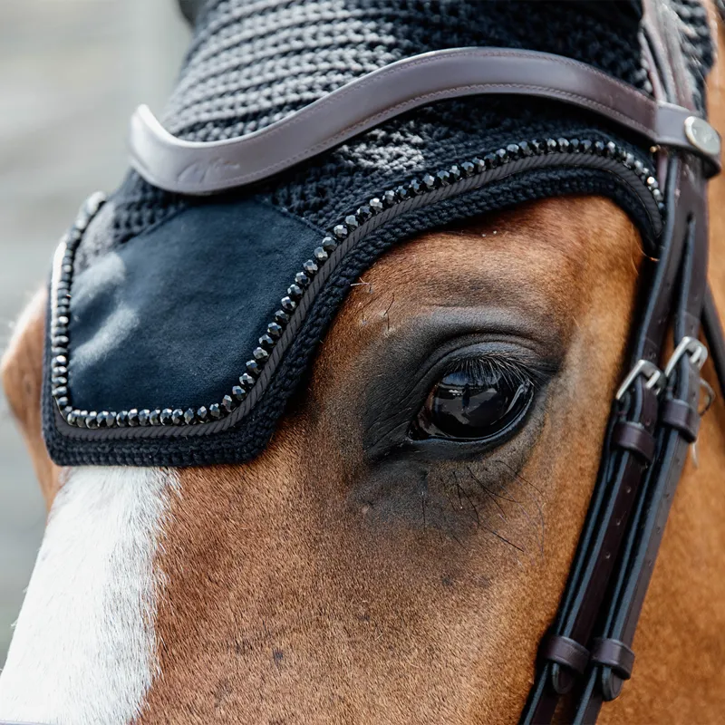 Kentucky Wellington Velvet Pearls Fly Veil -  Black-1