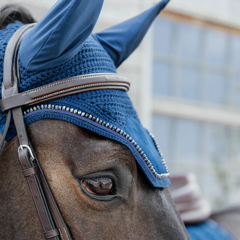 Kentucky Wellington Velvet Pearls Fly Veil - Navy-5