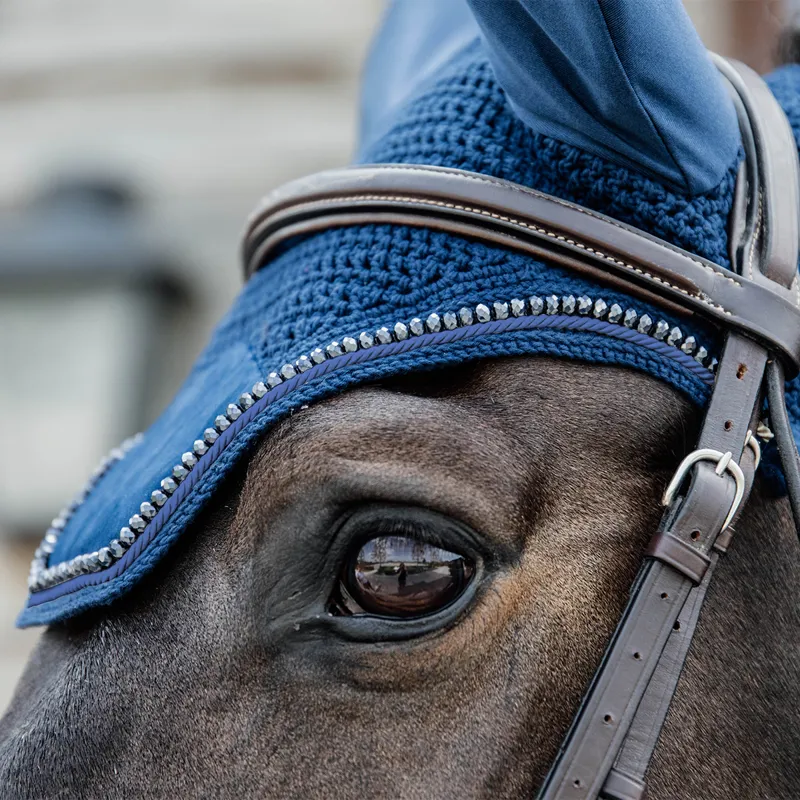Kentucky Wellington Velvet Pearls Fly Veil - Navy-3