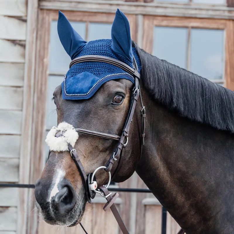 Kentucky Wellington Velvet Pearls Fly Veil - Navy