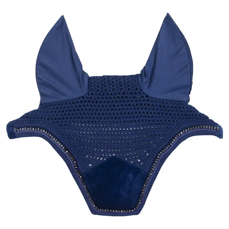 Kentucky Wellington Velvet Pearls Fly Veil - Navy-2