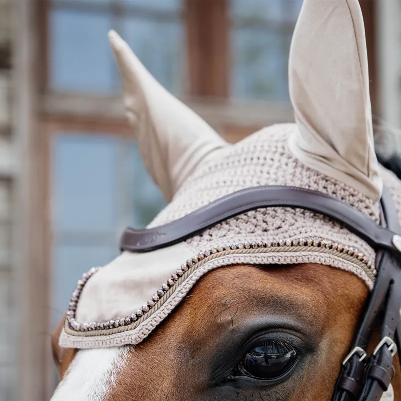 Kentucky Wellington Velvet Pearls Fly Veil - Beige-1