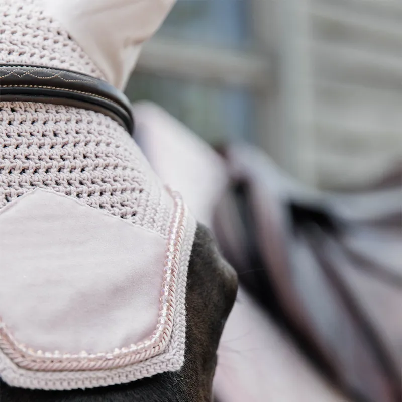 Kentucky Wellington Velvet Pearls Fly Veil - Soft Rose-3