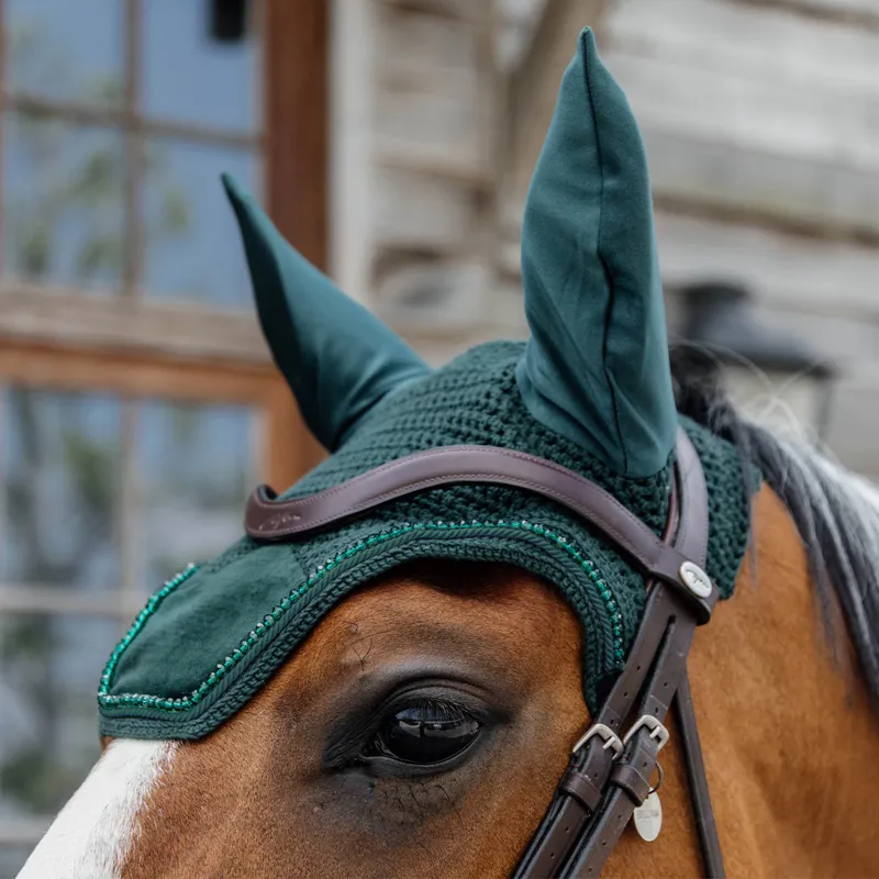 Kentucky Wellington Velvet Pearls Fly Veil - Pine Green