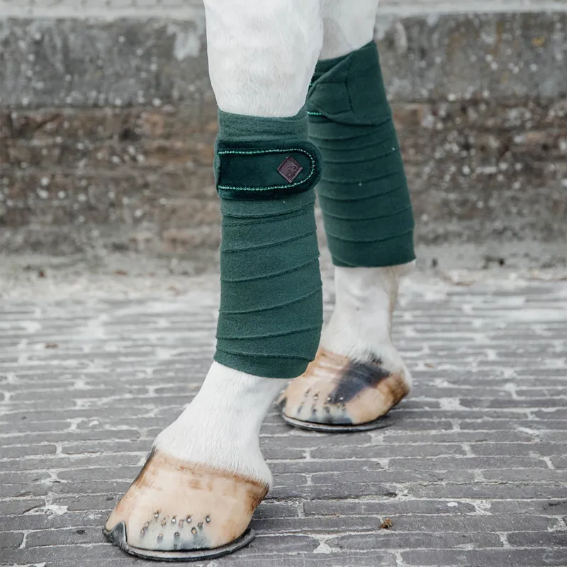 Kentucky Velvet Pearls Polar Fleece Bandages - Pine Green-2