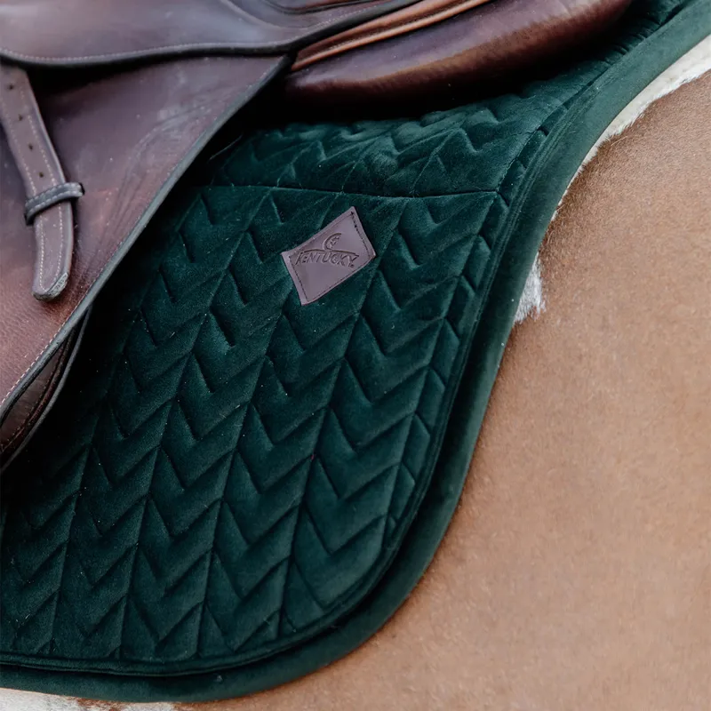 Kentucky Skin Friendly Velvet Jumping Saddlecloth - Pine Green-3