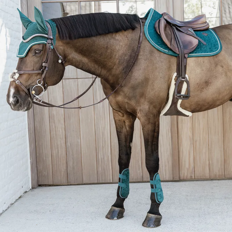 Kentucky Bamboo Shield Elastic Velvet Tendon Boots - Emerald-4
