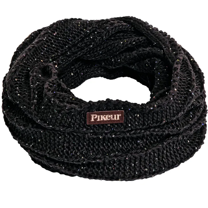 Pikeur Premium Loop Neckwarmer with Transparent Sequins - Dark Brown