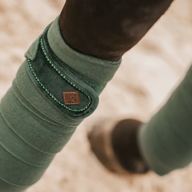 Kentucky Velvet Pearls Polar Fleece Bandages - Pine Green-3