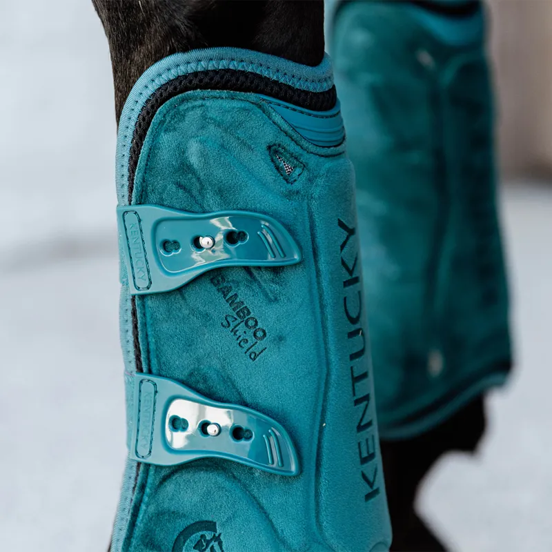 Kentucky Bamboo Shield Elastic Velvet Tendon Boots - Emerald-2