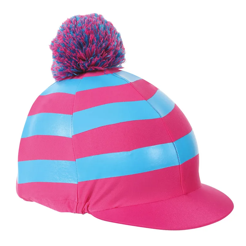 Shires Pom Pom Hat Cover With Stripes 
