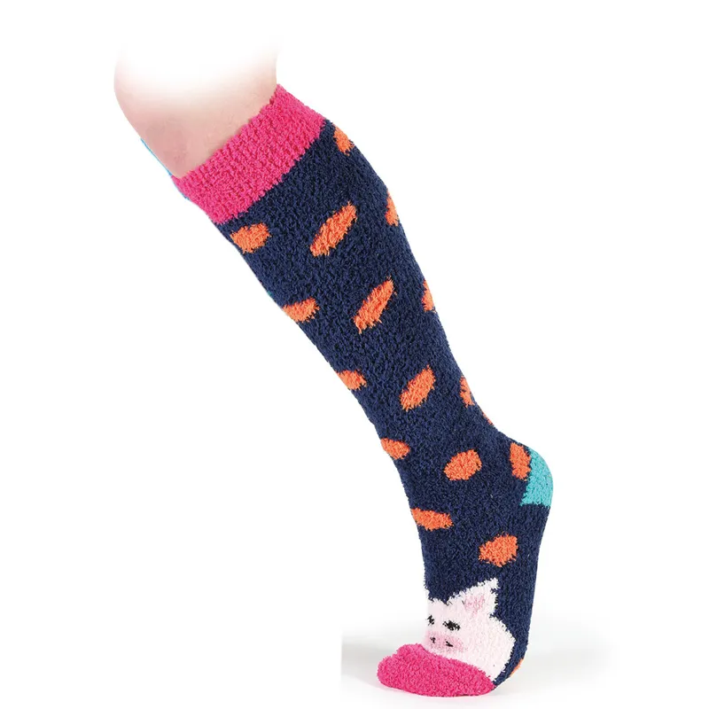 Shires Fluffy Socks - Navy/Pig